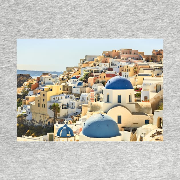 Santorini Blue Domed Churches by GrahamPrentice